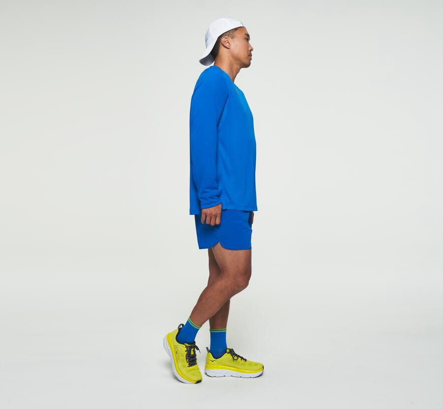 Top Hoka One One Hombre Azules - Performance Long Sleeve - CGAM13798